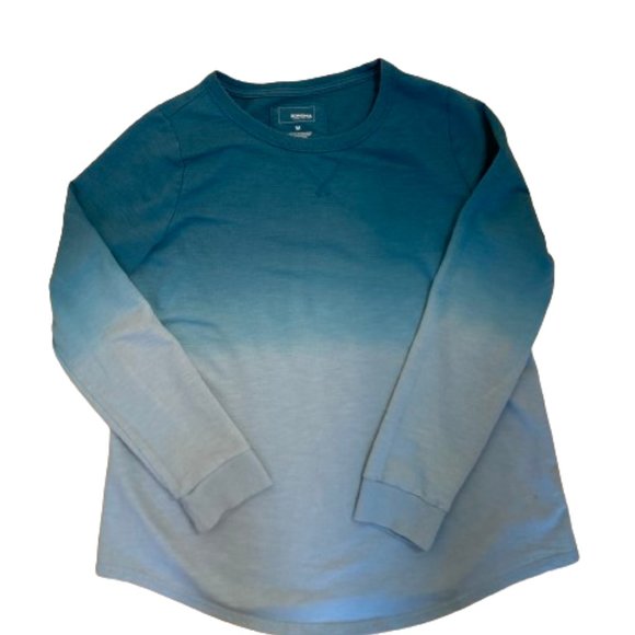 Sonoma Women's Color Fade Tie Dye Long Sleeve Sweatshirt, Cozy, Teal, sz Medium - Picture 4 of 5